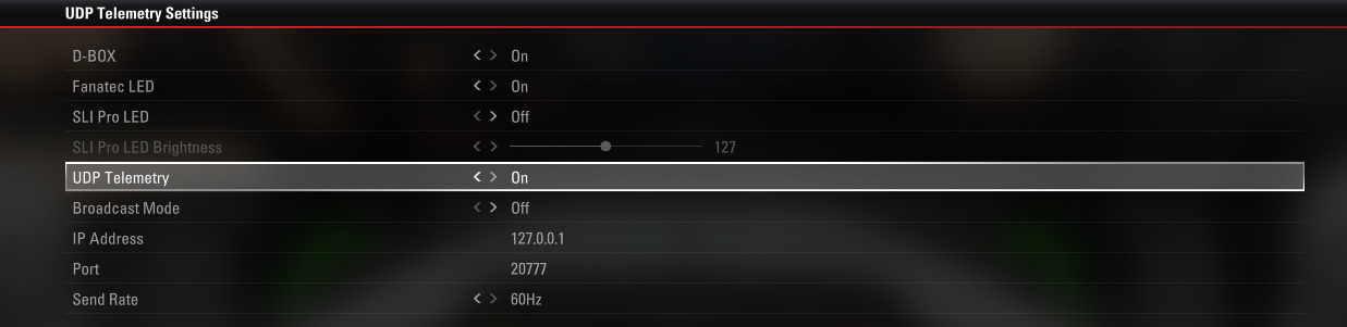 F1 2017 UDP Settings
