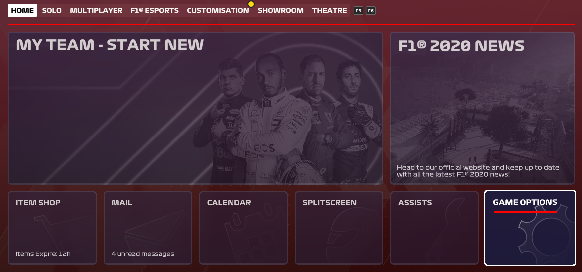 F1 2020 Start Screen