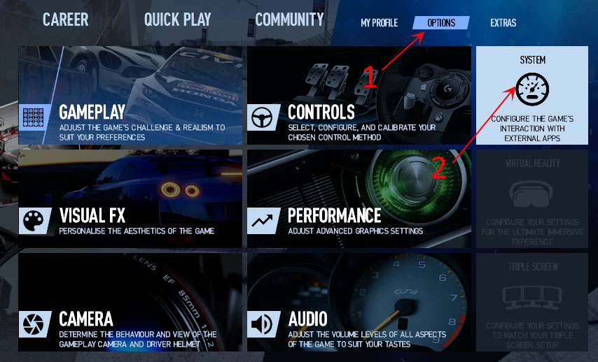 Project Cars 2 System Settings