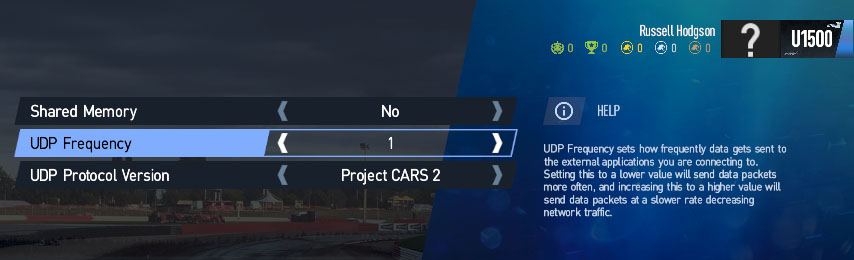 Project Cars 2 UDP Settings