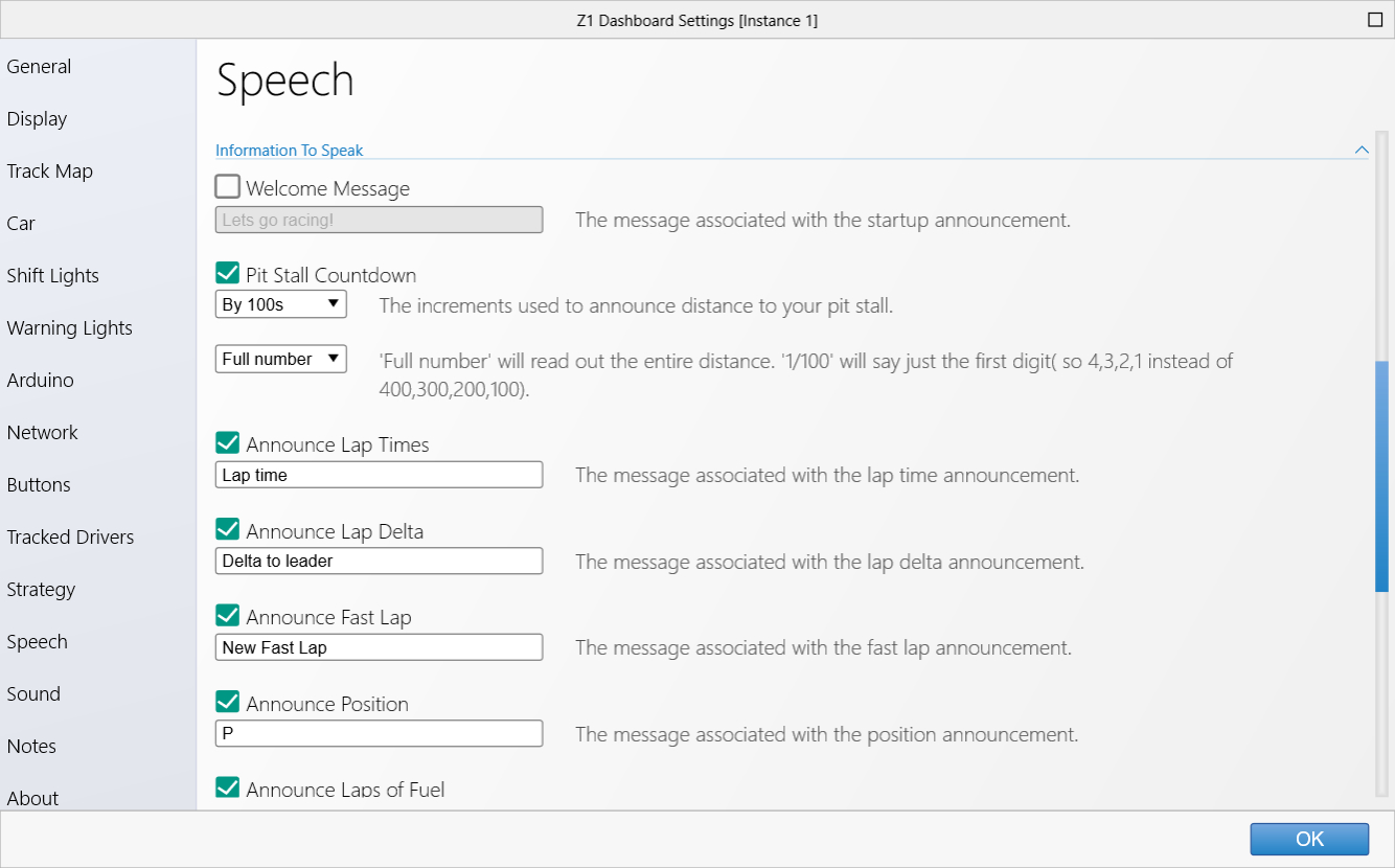 Speech Settings Tab